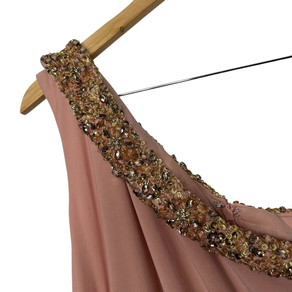 MAC DUGGAL 68163 Embellished Drop Shoulder Jersey Long Gown Dress Rose Pink 14 - Picture 6 of 14